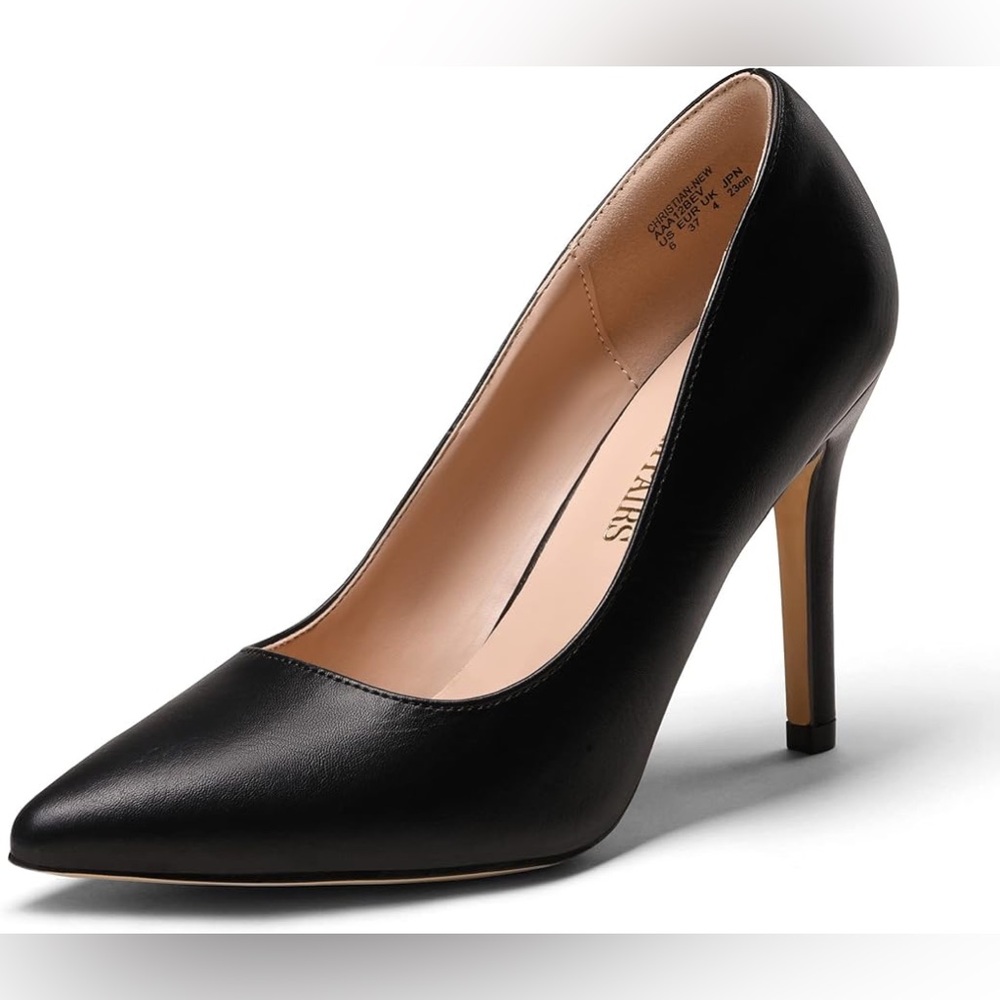 Dream Pairs Black Pointed Toe Stiletto High Heel Christian Dress Pump